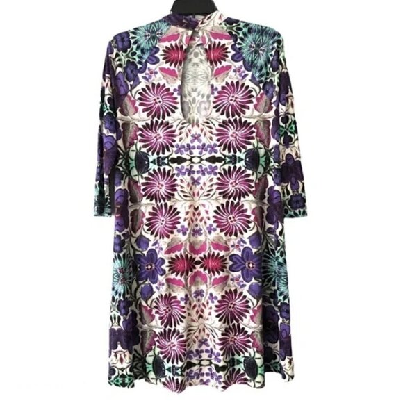 Free People New Romantics Fiesta Trapeze Mini Dress M Purple Floral Stretch - Picture 11 of 14